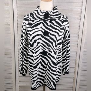 UNIFORM JPR Snap Front High Neck Cardigan Zebra Print-Large